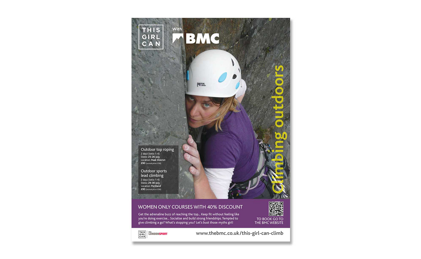 BMC climbing courses graphic design  poster This Girl Can