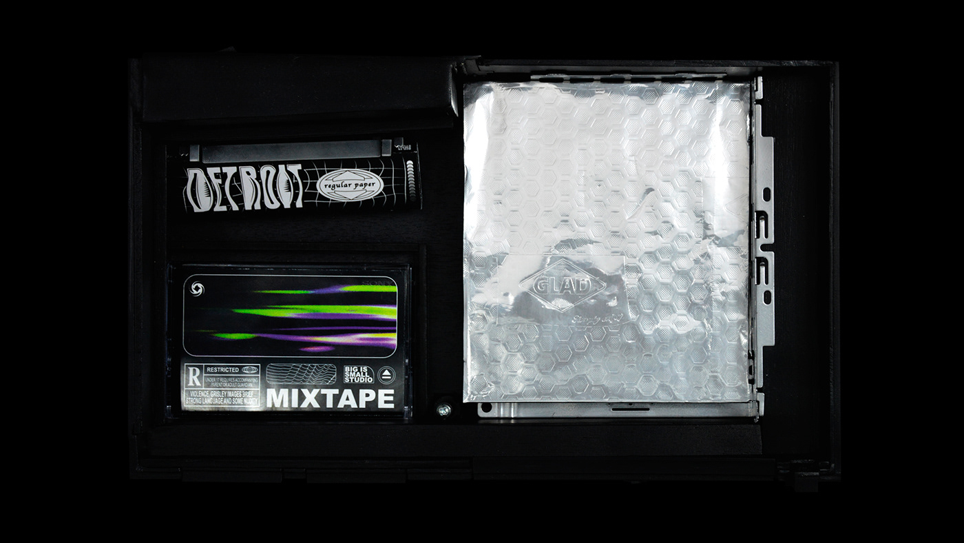cover tape holographic hip hop rap acid Layout foil green detroit