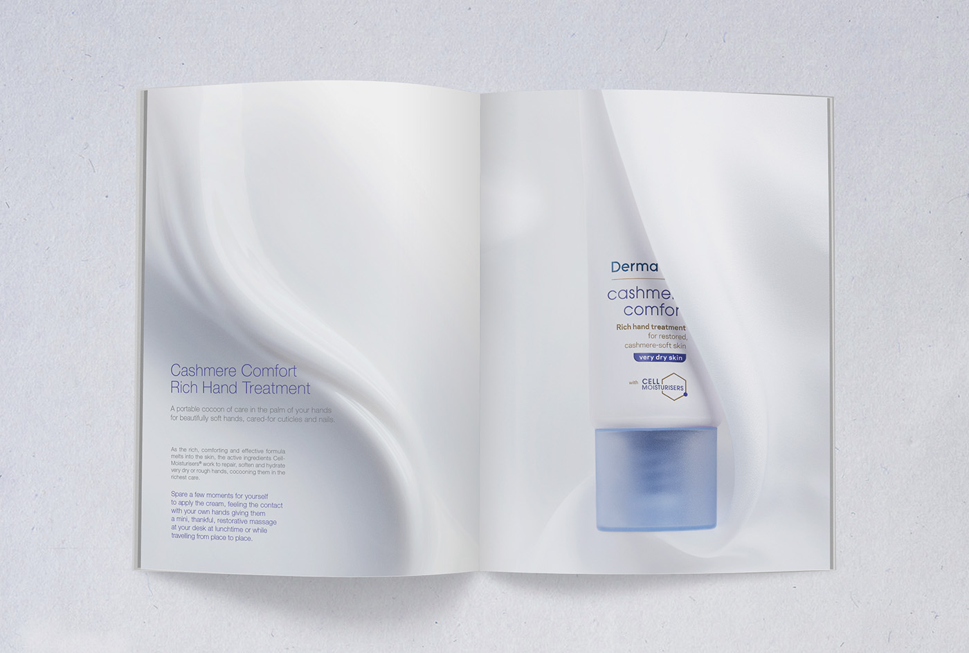 press release Press Dossier brochure Booklet cosmetics dove texture Layout fabric edition