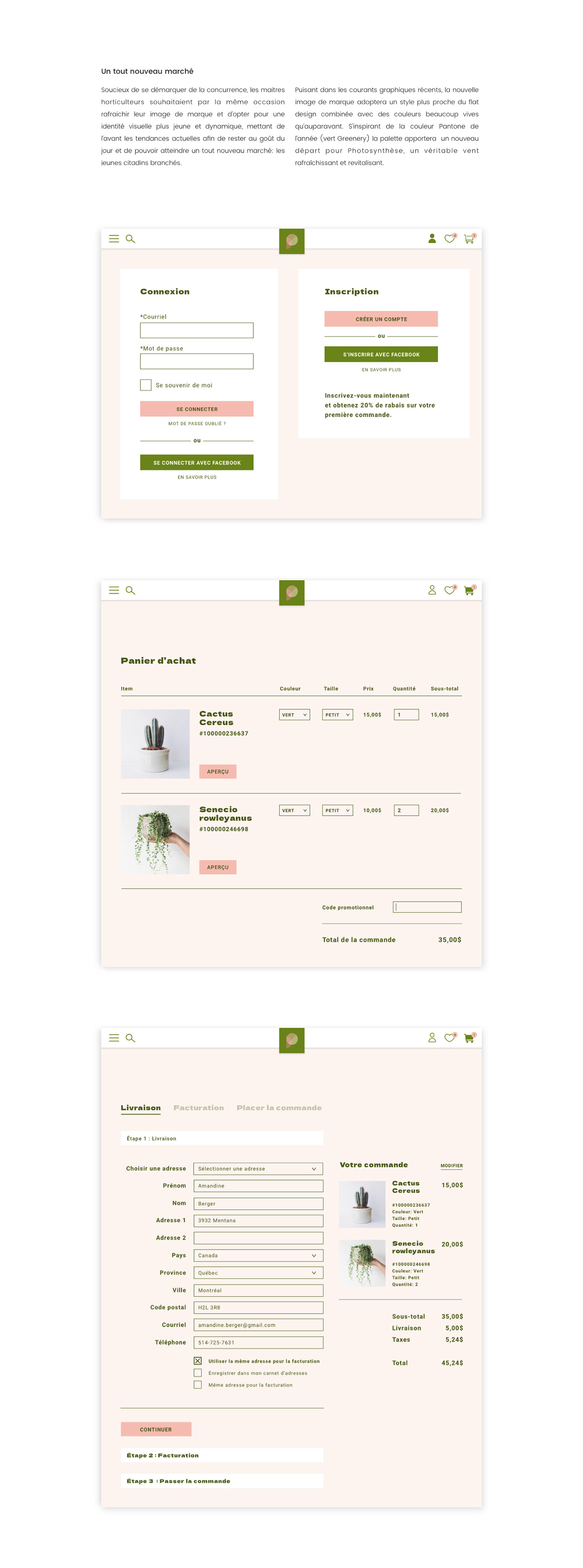 app flower commercial website Web Design  geometric plants digital plateform ecomm ui design UX design