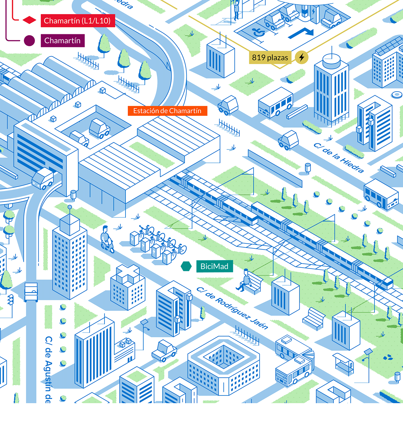 Isometric vector city infographic adobe illustrator line art madrid spain buildings map