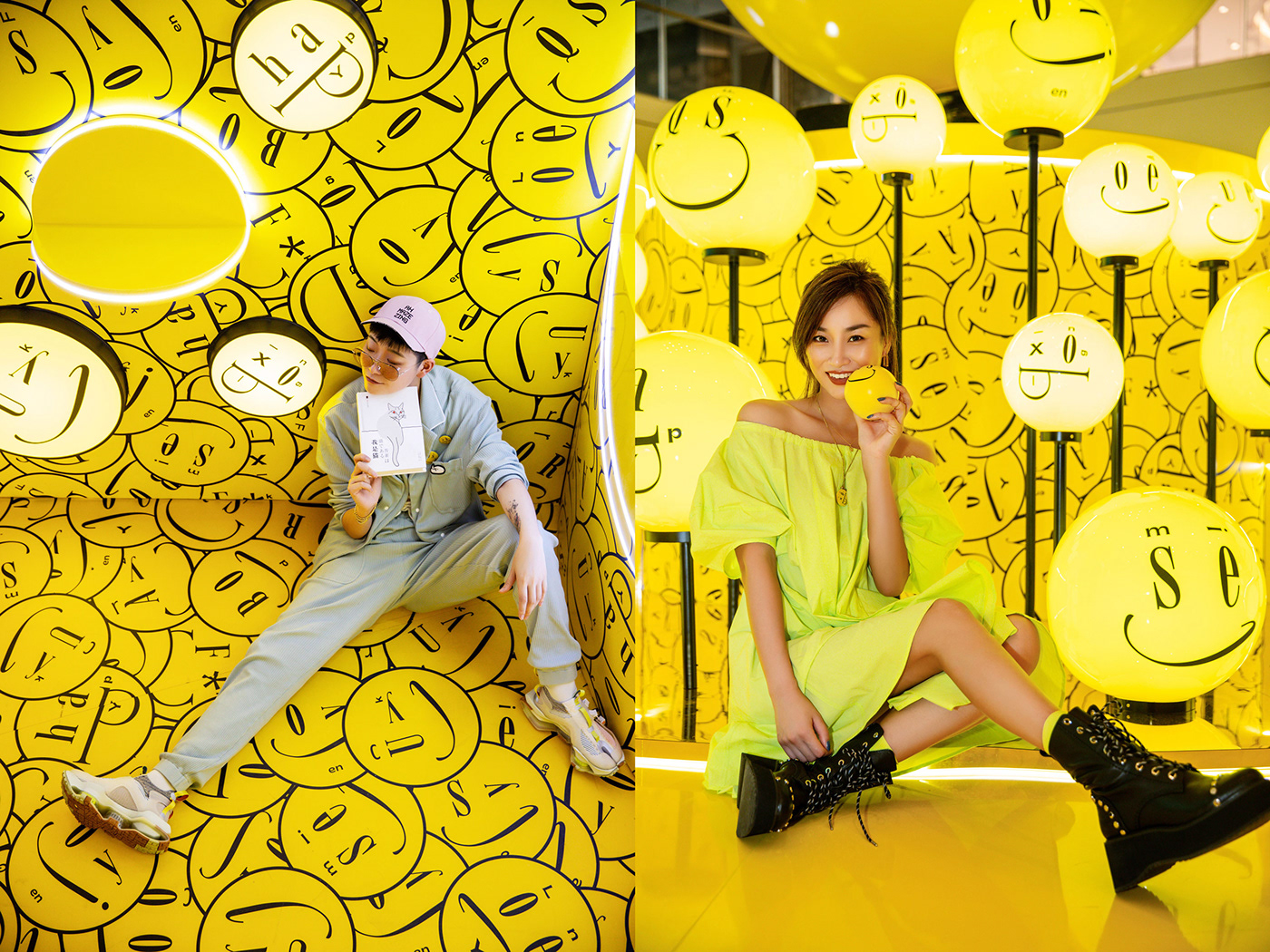 emogram Emoji ILLUSTRATION  InstallationArt smile typography   Logotype popart ball installation yellow intsallation