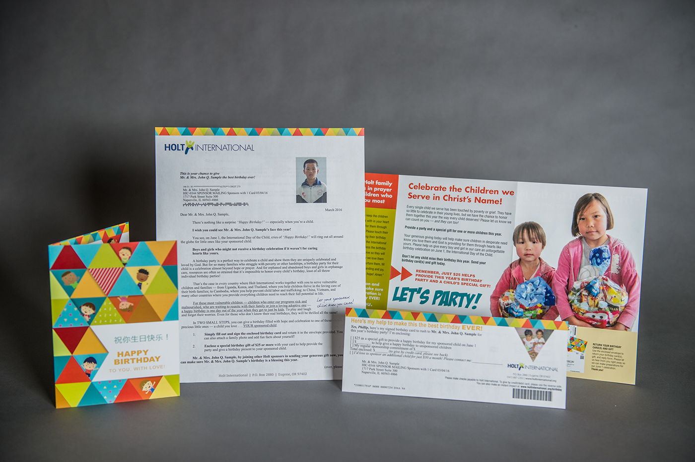 Direct mail fundraising non profit appeal kids Birthday package
