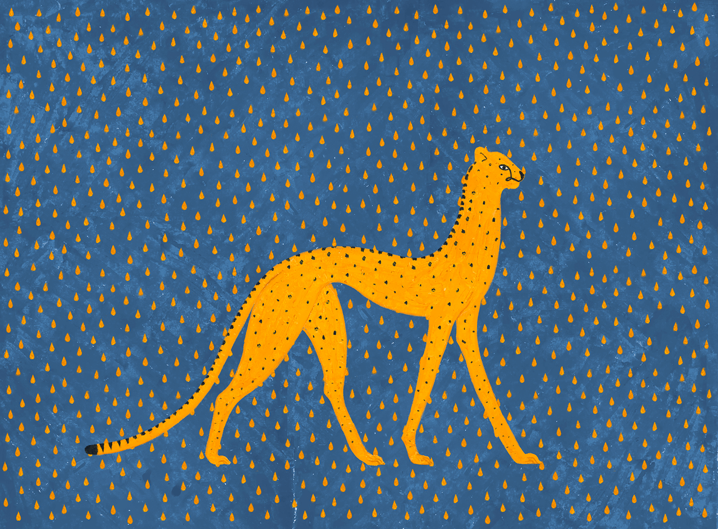 Cheetah under a golden rain.
