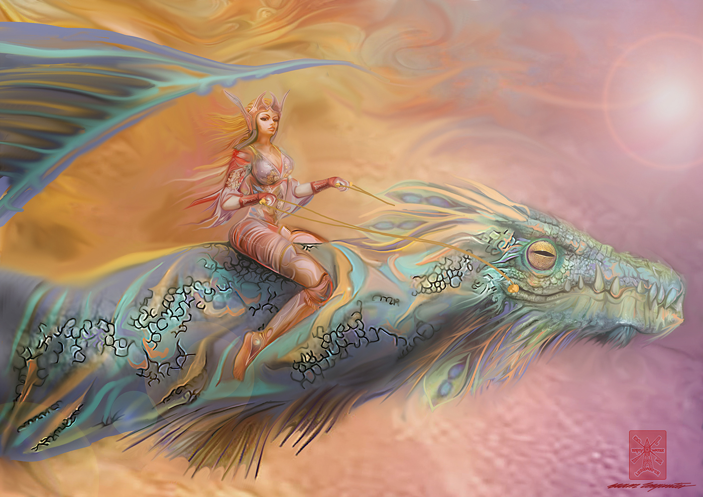 wacom characters fantasy art colors colours bright dragon fish girl