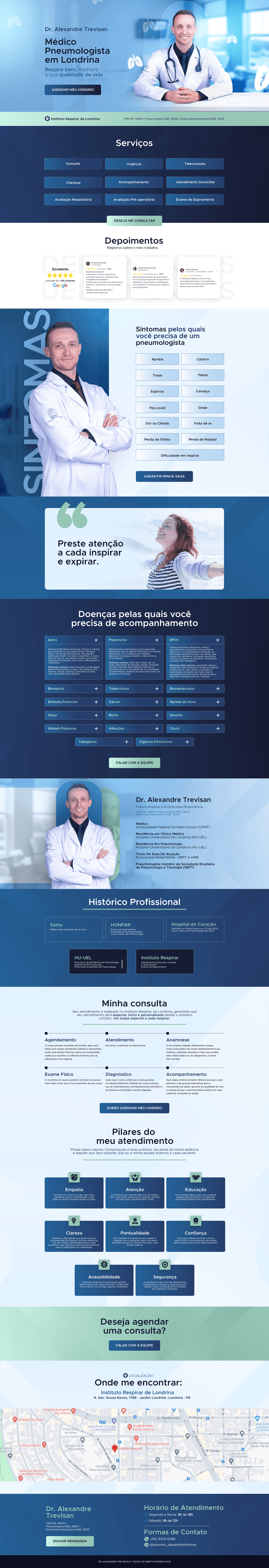 pagina de vendas landing page Web Design  página captura medicina medico Pneumologista clinica design gráfico designer
