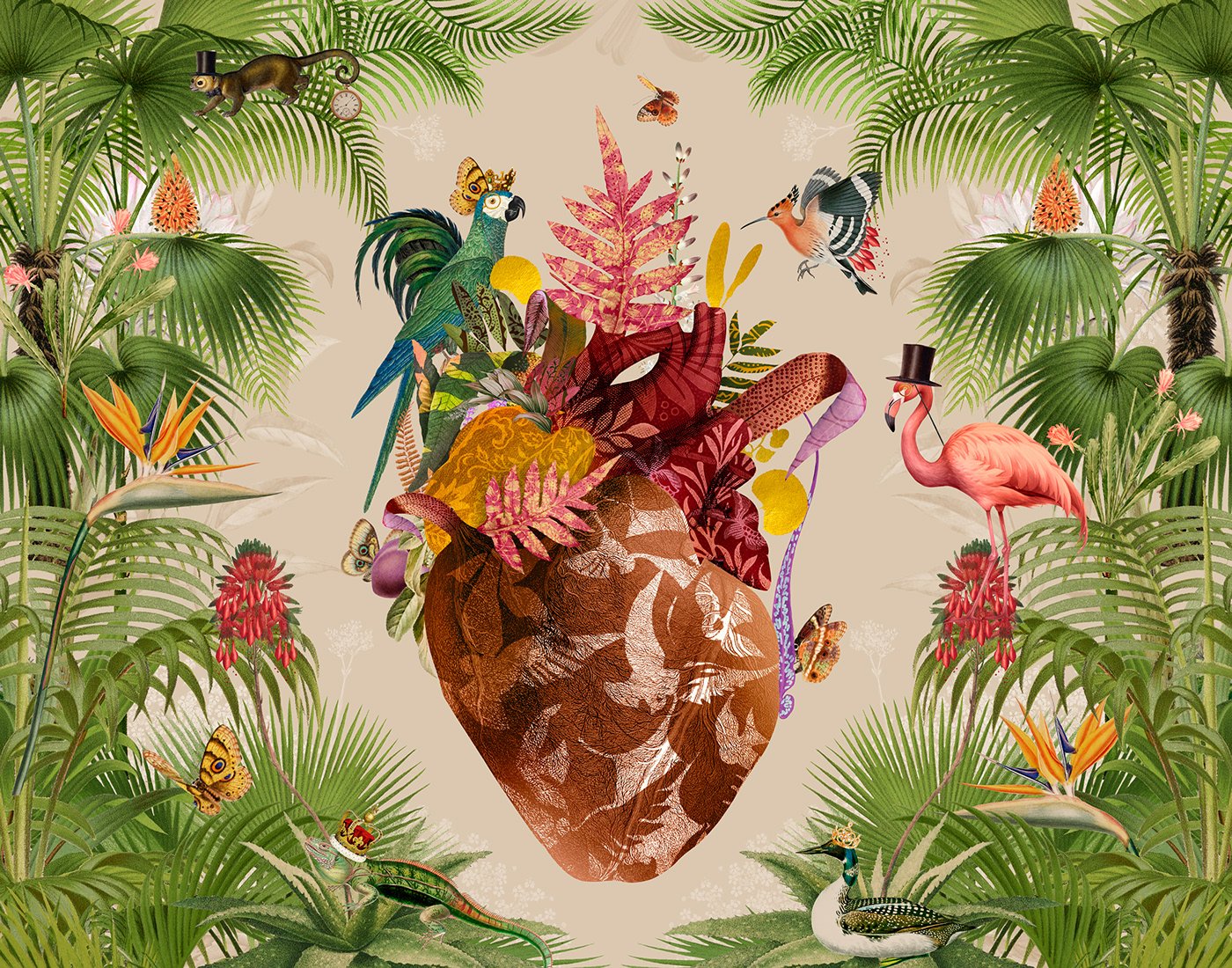ILLUSTRATION  collage Nature heart conference mexico Stationery graphic design  wedding planner san miguel de allende
