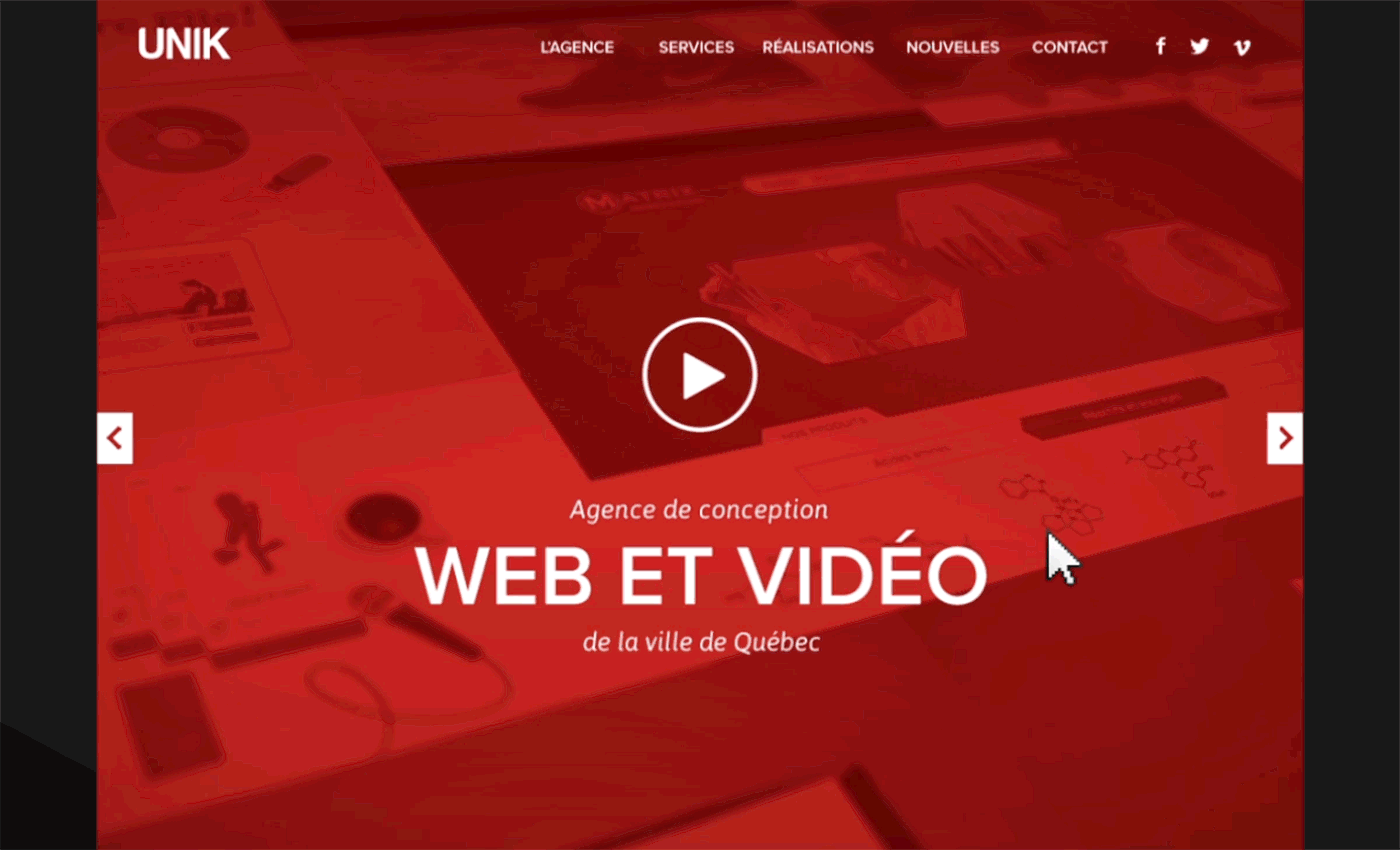 Unik media studio Web design video animation  motion Quebec Tony