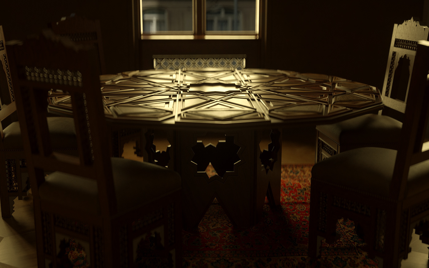 wood table Arabesque woodwork islamic