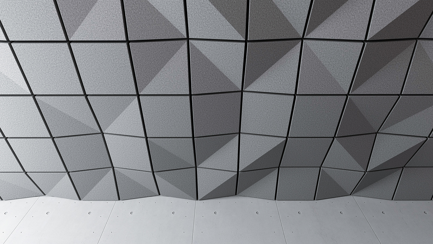 acoustic pattern Interior arch viz ceiling tile design industrial design  interior design  Space  environment