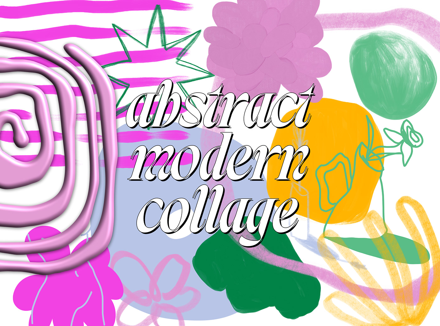 collage graphic design  lineart maximalist modern abstract organic shapes