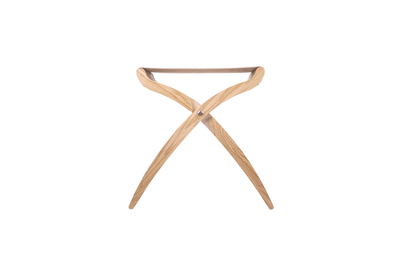 leather danish modern Scandinavian folding stool plywood
