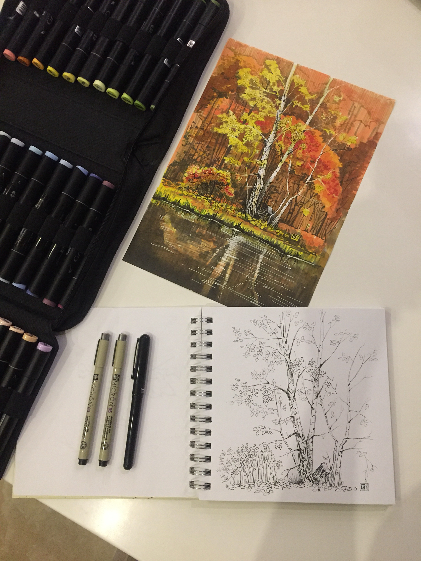 sketch draw autumn Russia ILLUSTRATION 