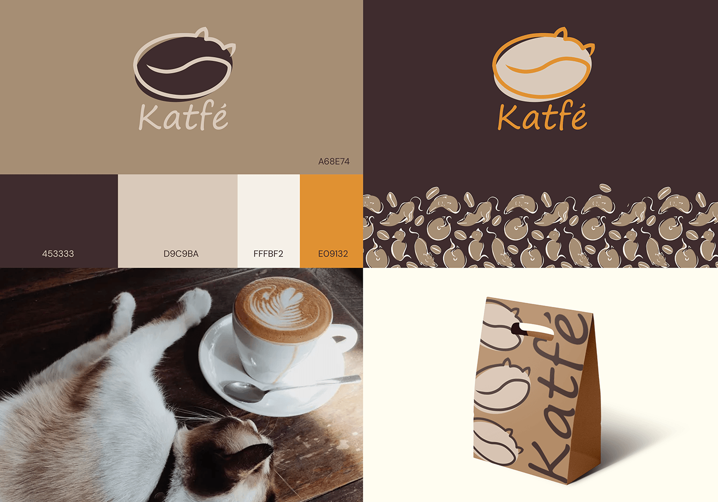 graphic design  ILLUSTRATION  cafe Cat logo brand identity visual marketing   visual identity adobe illustrator
