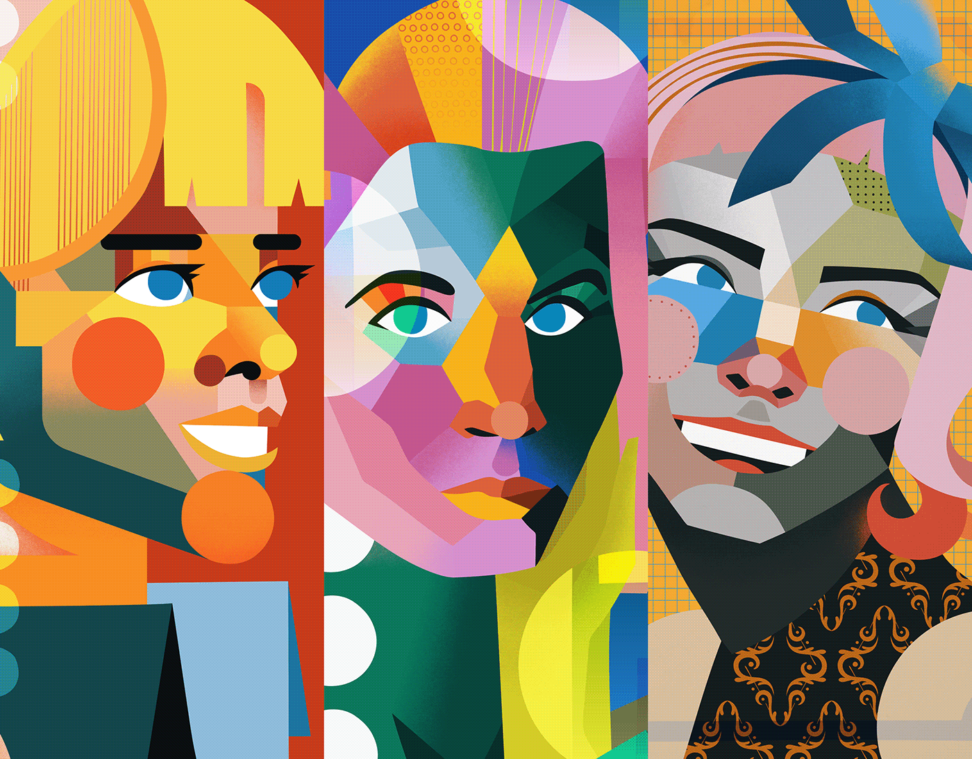 designers geometric history ILLUSTRATION  Illustrator minimal portraits vector women women empowerment