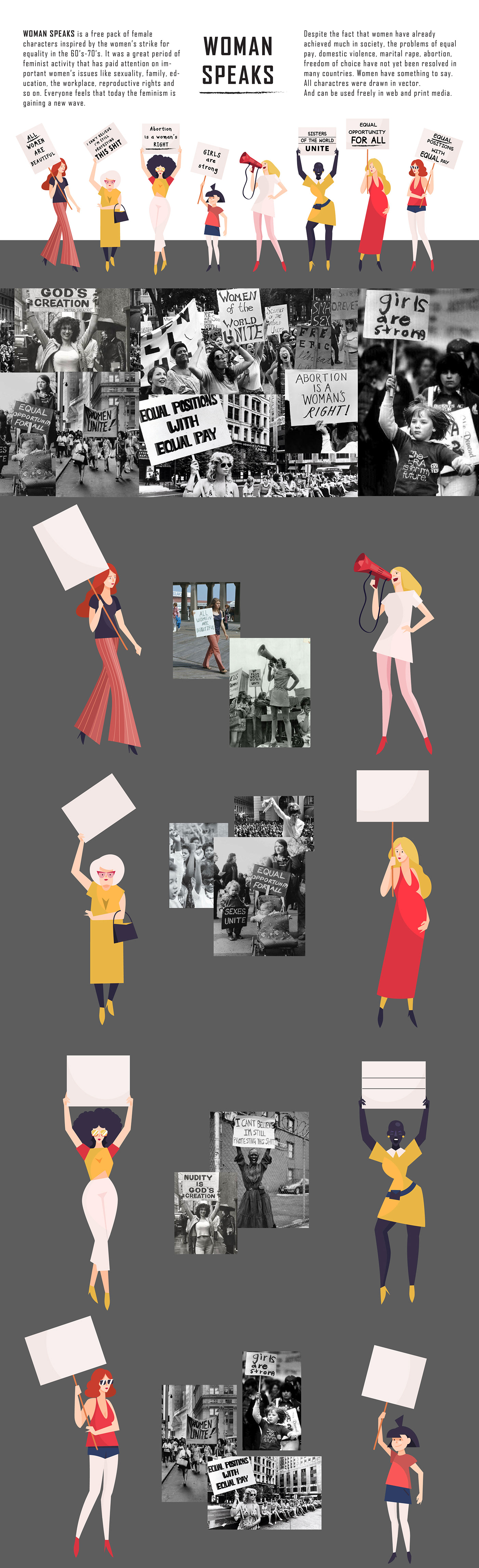 woman girl feminist feminism protest strike equality rights Character characterdesign