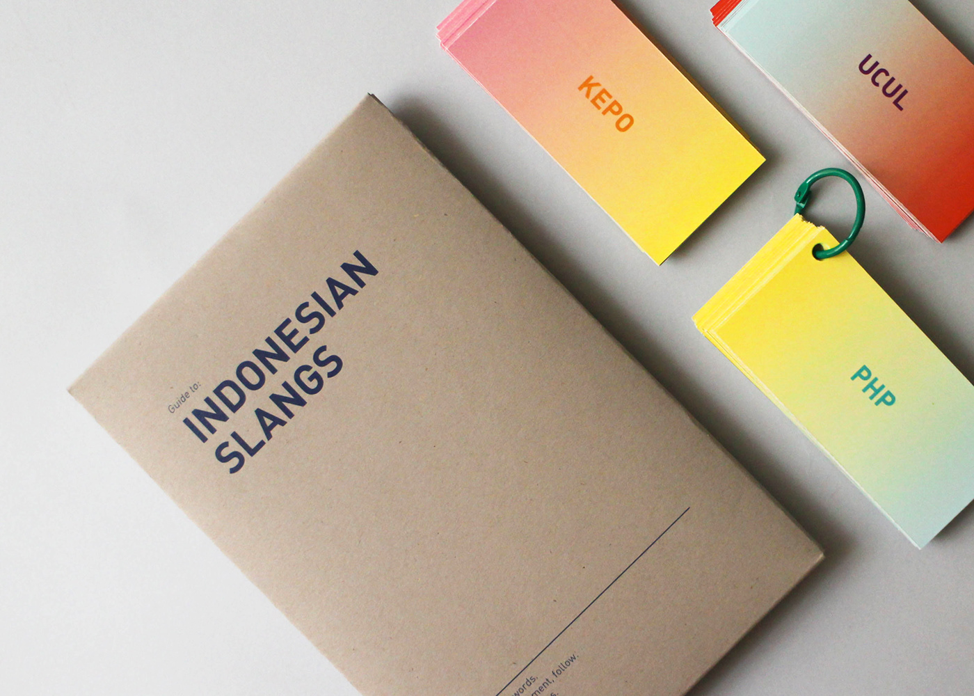 Zine  flip cards publication ILLUSTRATION  gradients Packaging Indonesian language slang Wordplay