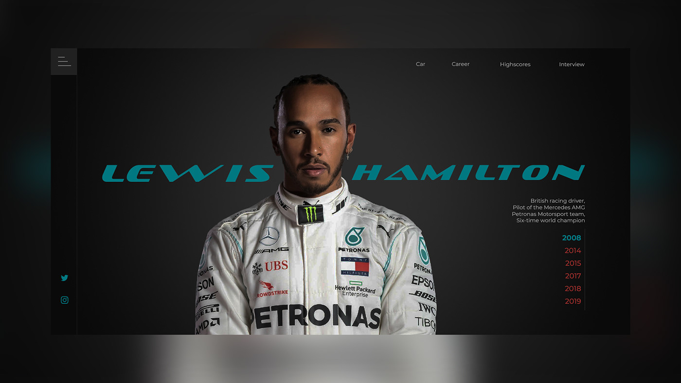 f1 Formula1 landing page lewis hamilton Mercedes AMG Mercedes Benz minimal sport web-design web-designer