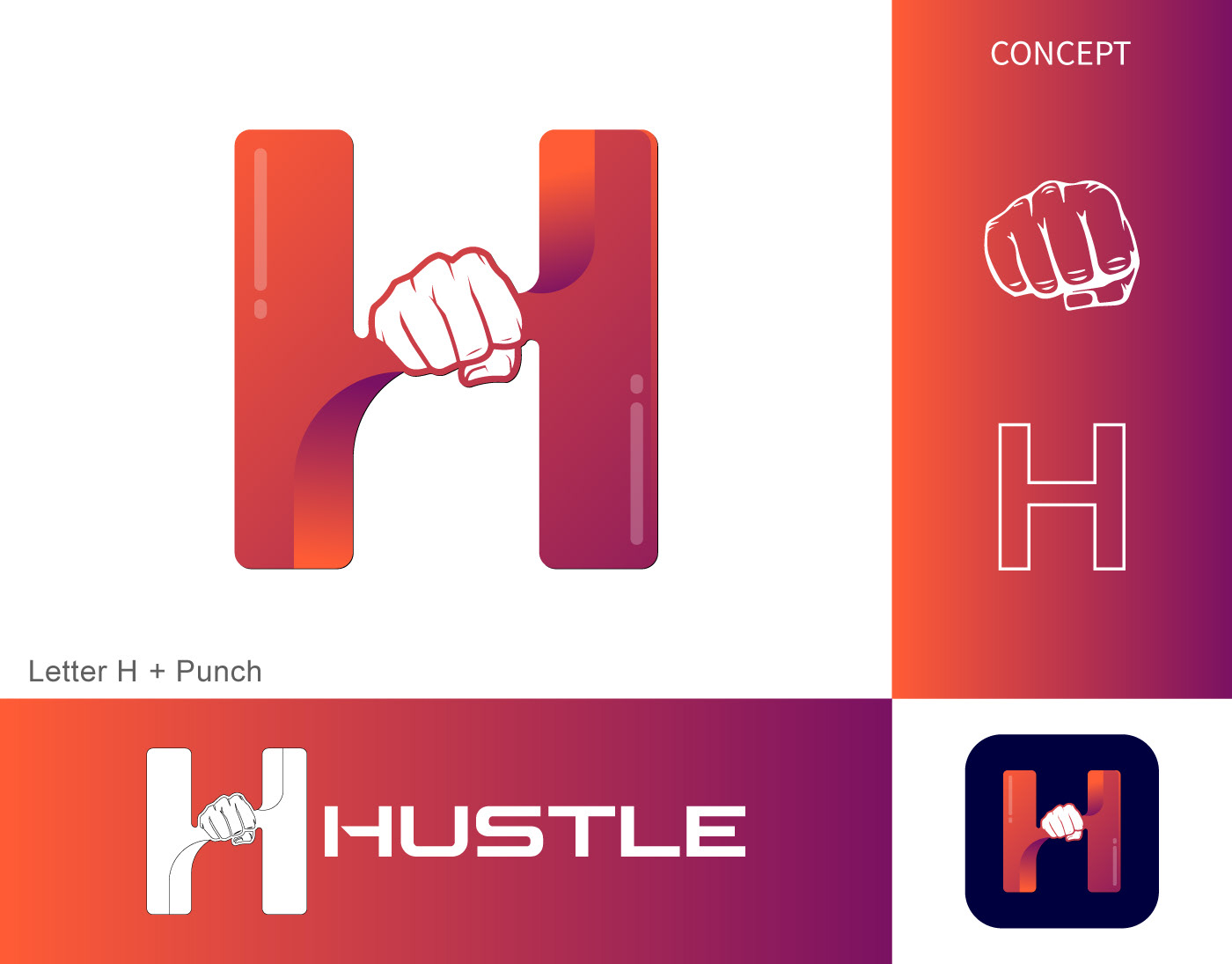 logo Logo Design brand brand identity letter h unity 3D lettering hustle