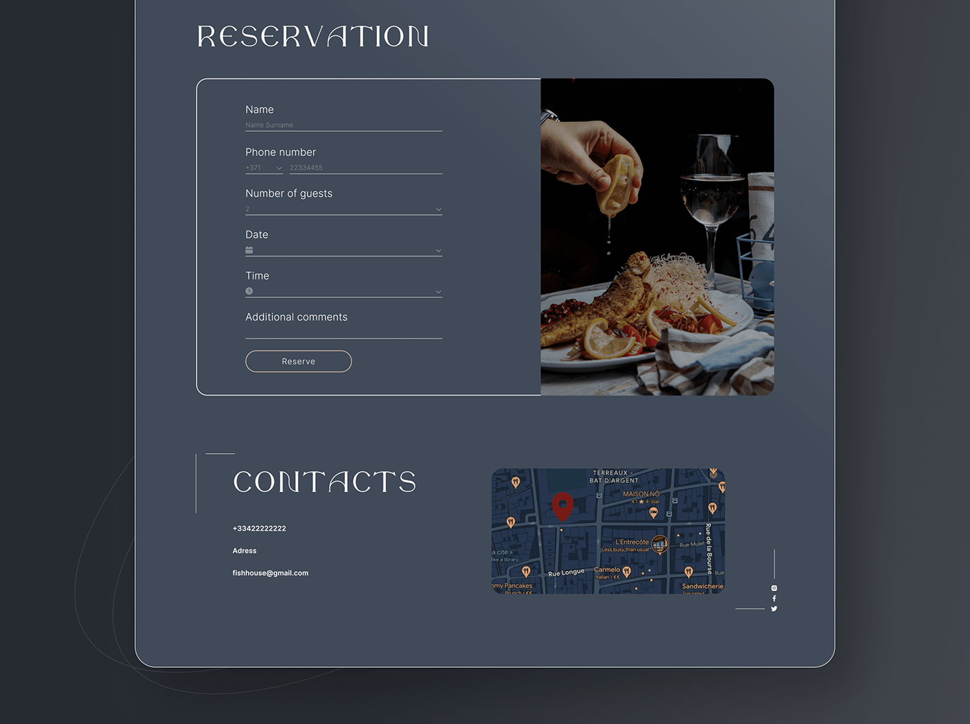 Web Design  landing page Website mobile design restaurant design seafood