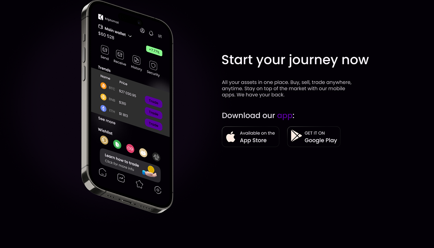 crypto landing ui ux Web Design  Figma redesign visual identity dark user interface Mobile app