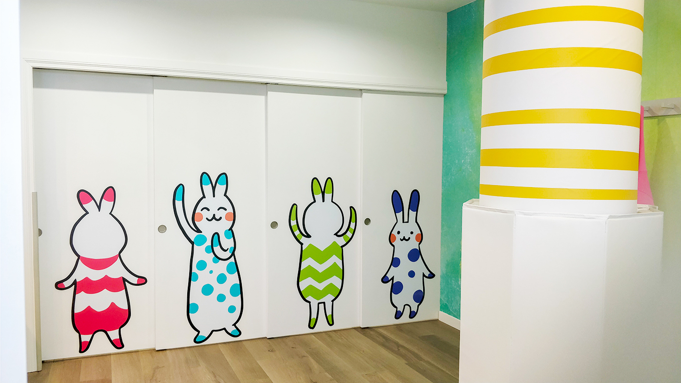 branding  ILLUSTRATION  art direction  vinyl Wall Mural posters logo frosted glass watercolour bunnies