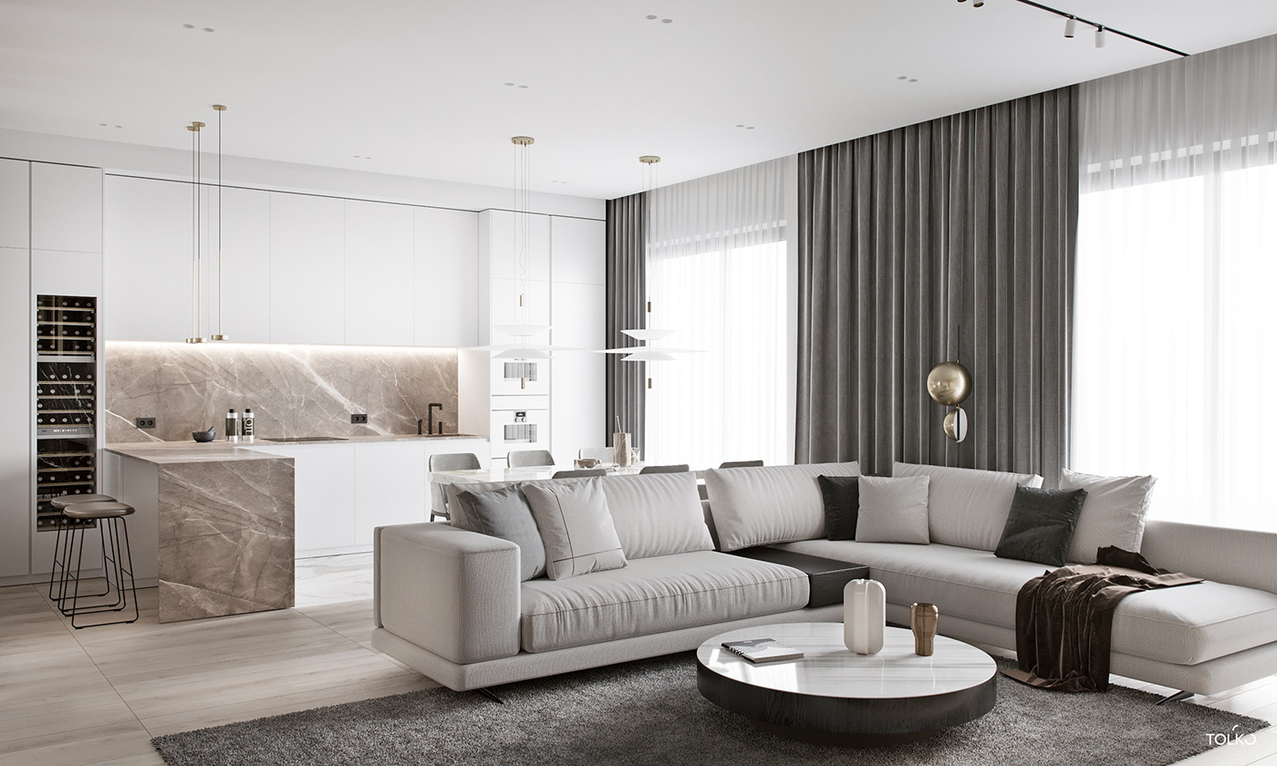 tolko interiors architecture design almond luxury flat Minimalism modern Minotti poliform