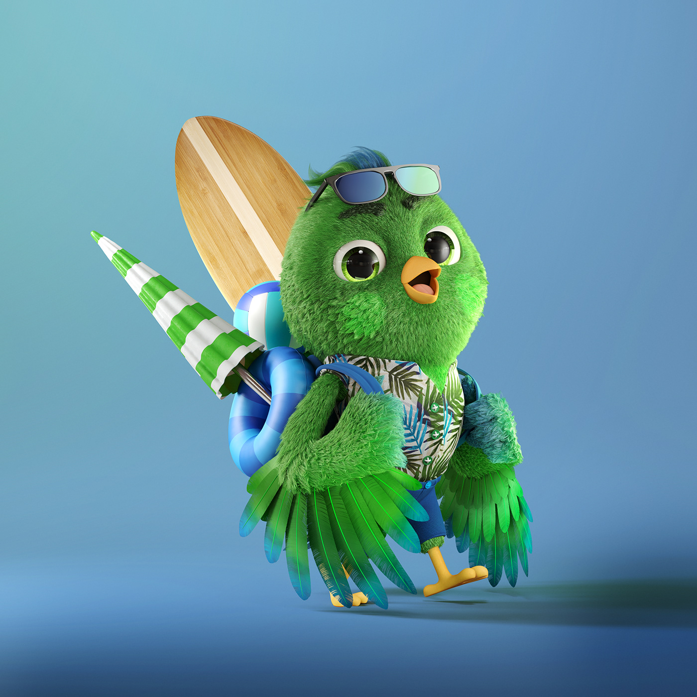 3D Character design  concept art Character 3dsmax ornatrix 3d modeling 3d animation characters bird