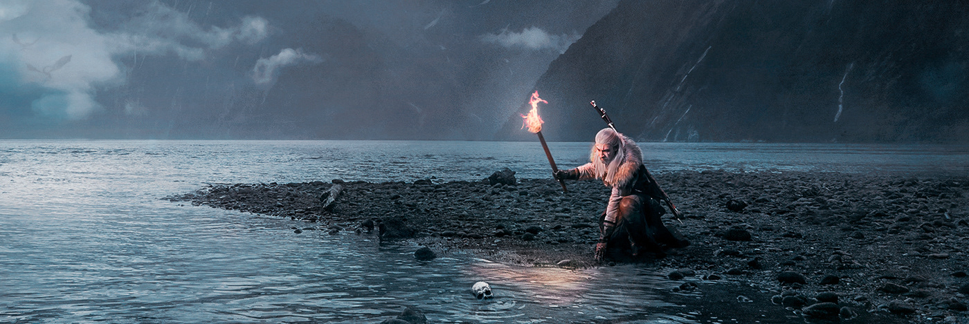Cosplay creative retouch geralt Matte Painting Mattepainting photoshop Post Production witcher poster Poster Design