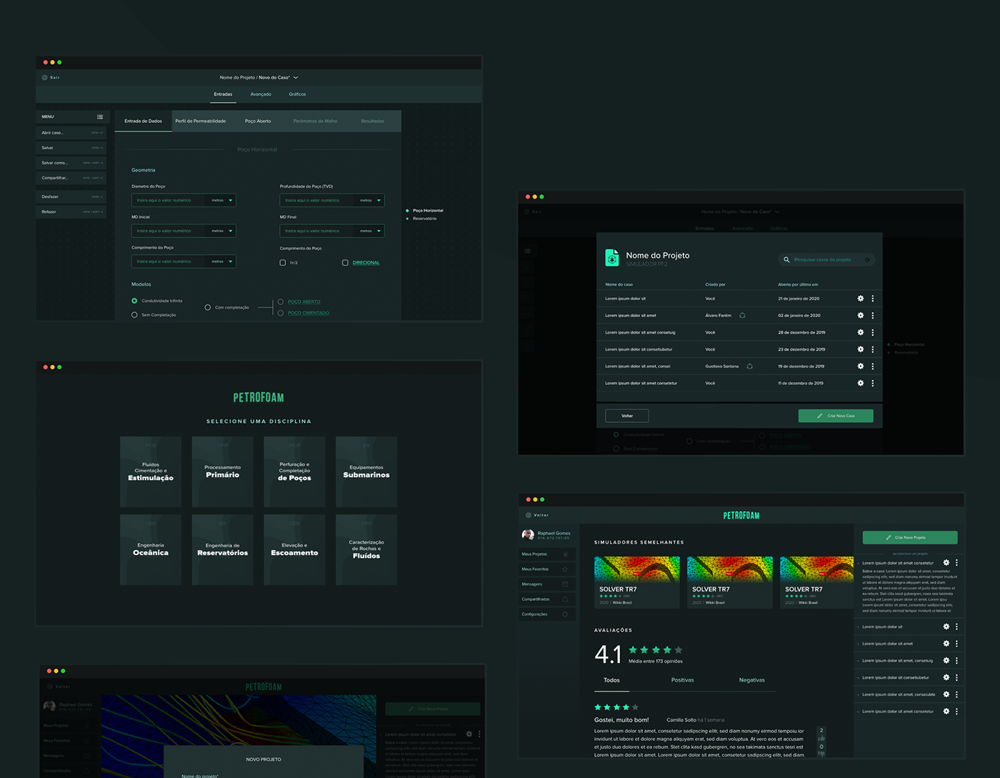 Adobe XD dark mode design system Interface oil petrobras simulator ui design ui kit UX design