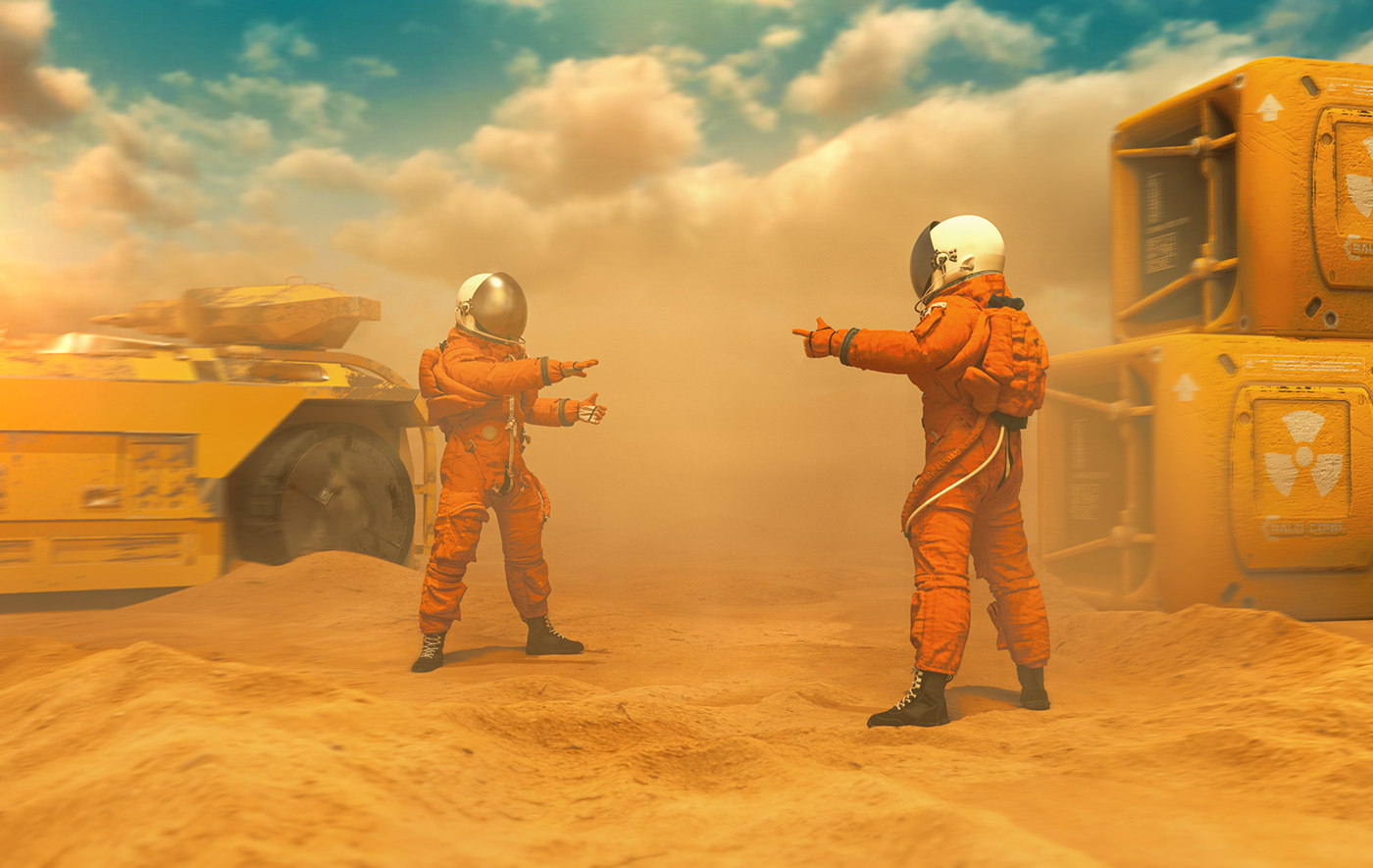 3D art astronaut future ILLUSTRATION  landscapes Nature sci-fi spaceman 3d art