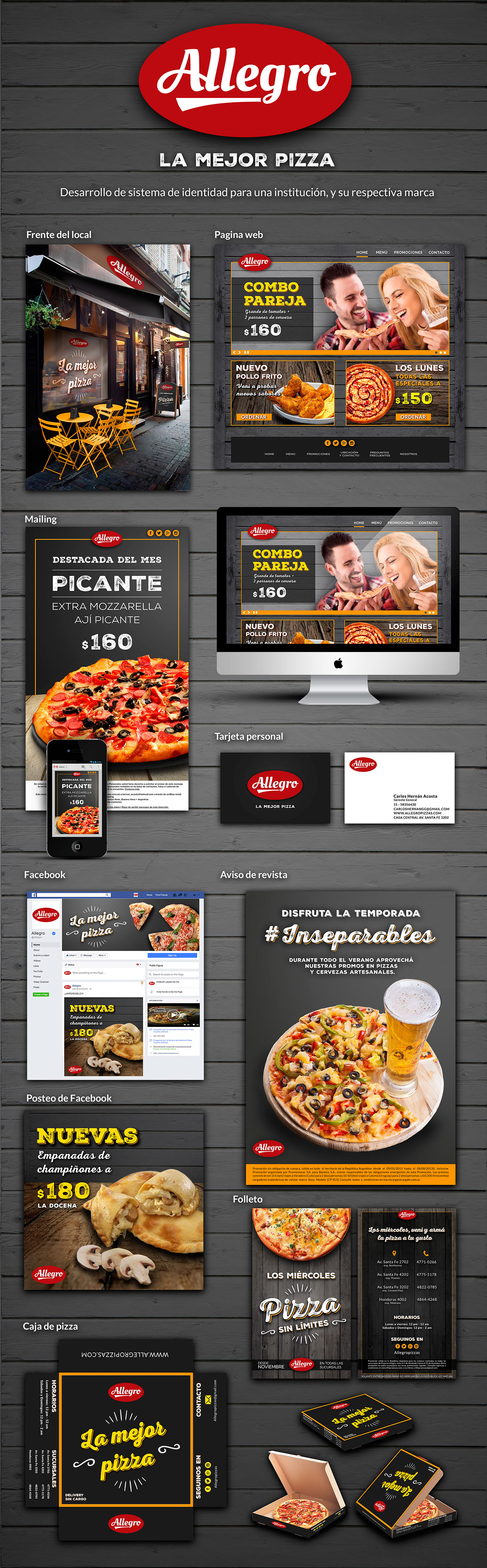 identidad marca identity branding  Pizza box Web tarjeta personal AVISO DE REVISTA