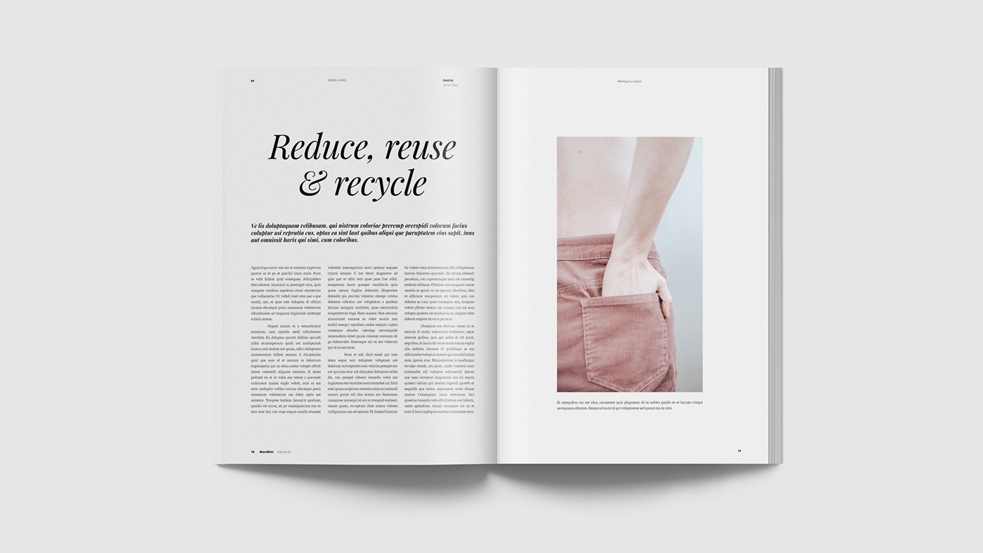 free template magazine editorial InDesign minimal Digital Collage collage artwork zero waste