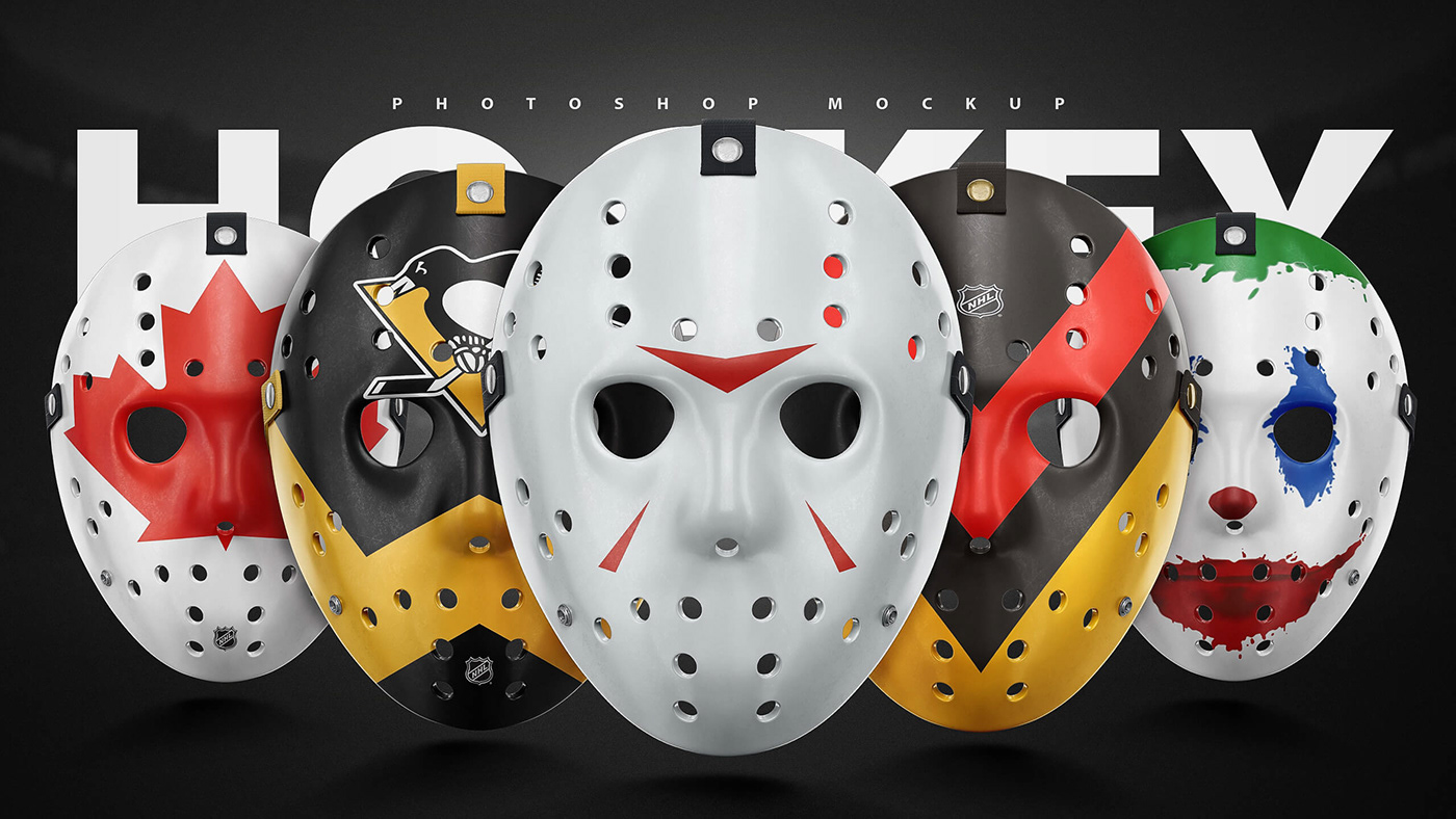 free psd template Mockup hockey Halloween Face mask hockey mask friday 13th Jason Voorhees