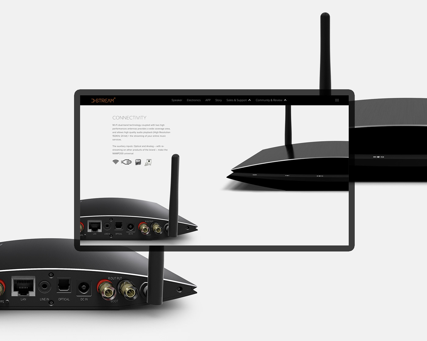 ux/ui design Website luxury black audiophiles Electronics Technology adapter amplifier Smart