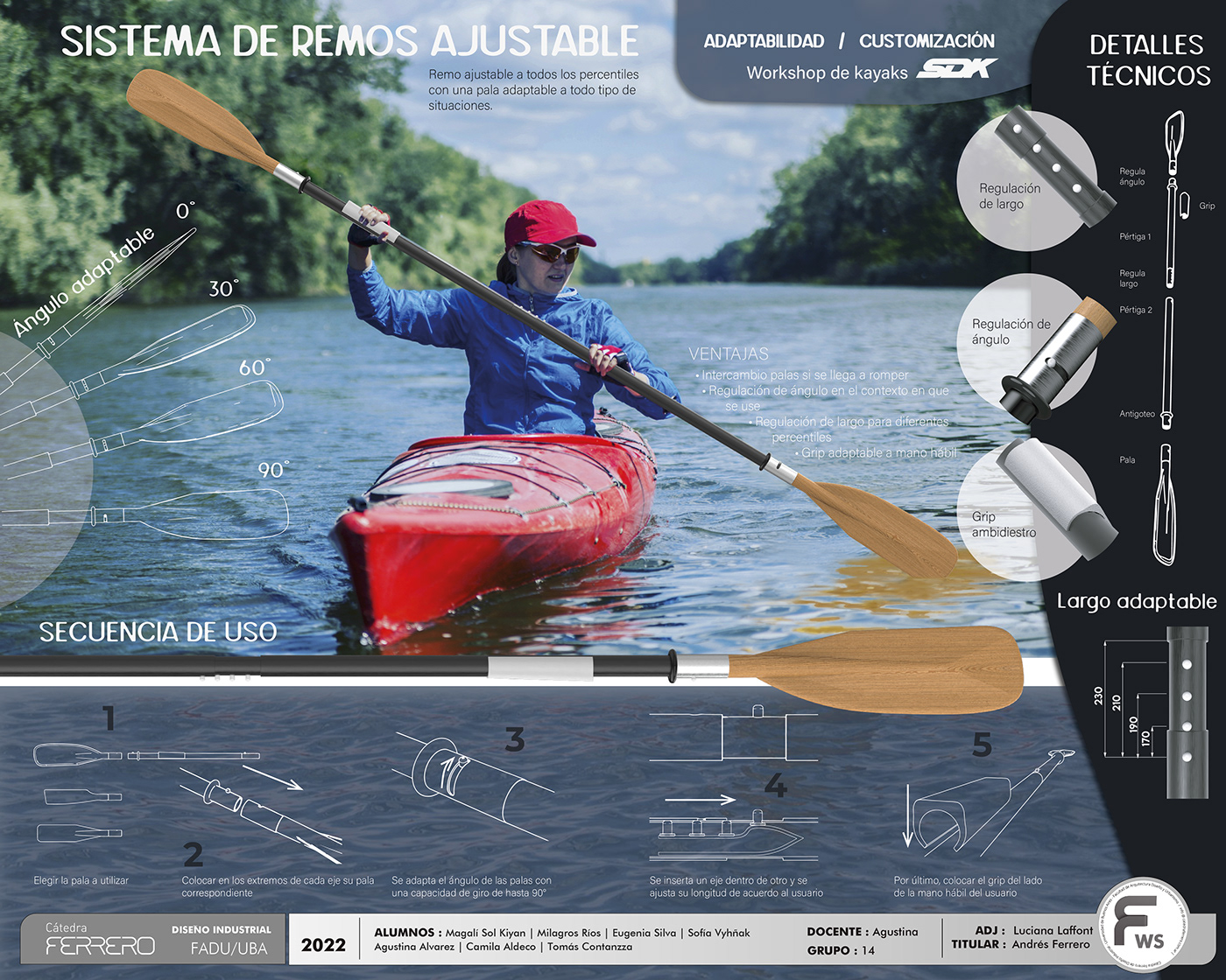 3D design diseño industrial industrial design  kayak modelado 3d modeling OAR rowing sdk