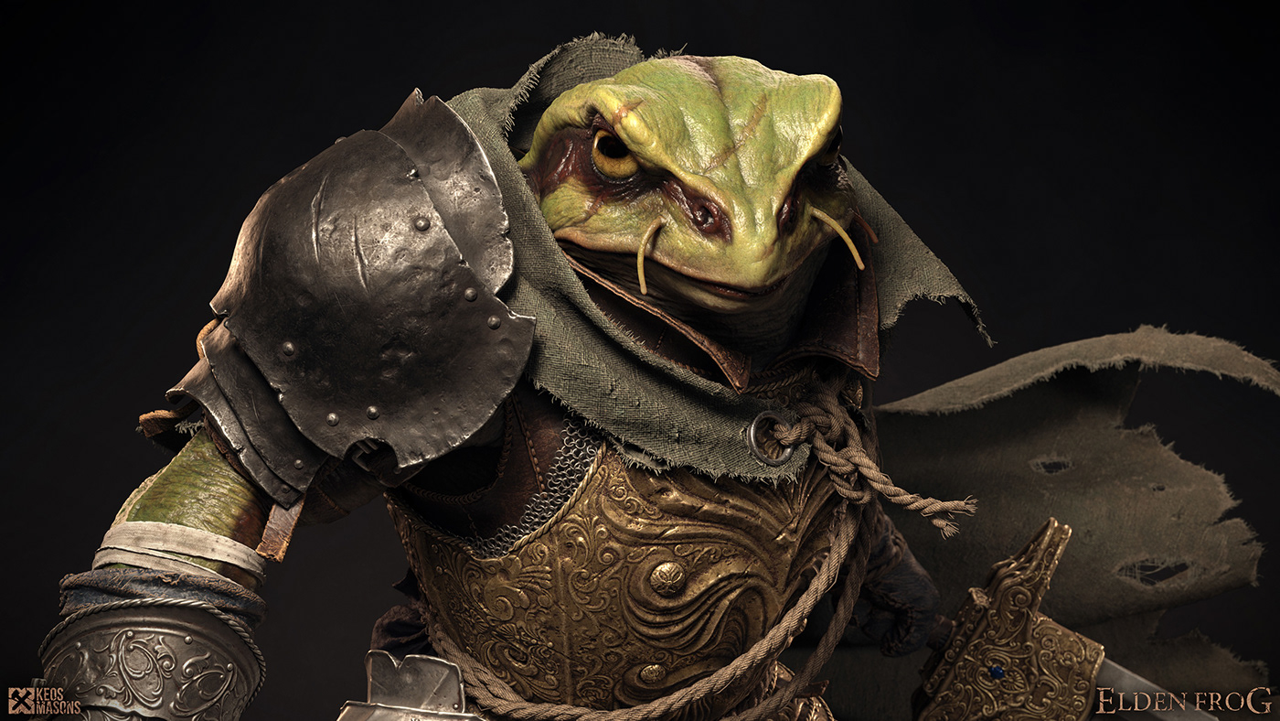 chrono dark souls elden ring fanart fantasy frog knight medieval trigger