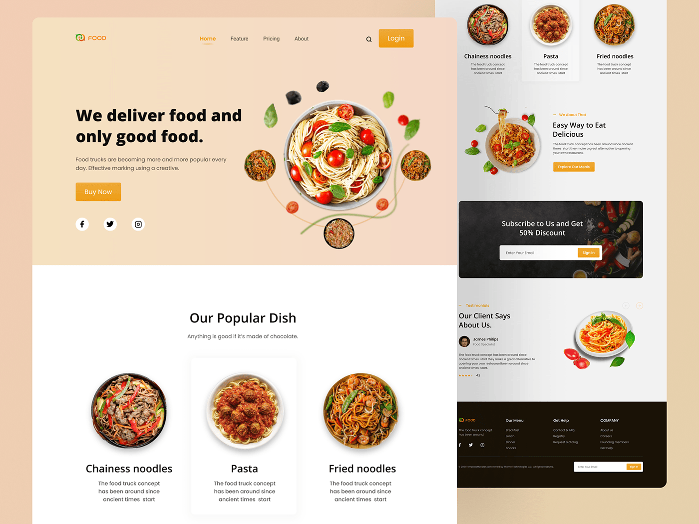 clean design Food Landing Page foody minimal product Project user interface Web Website