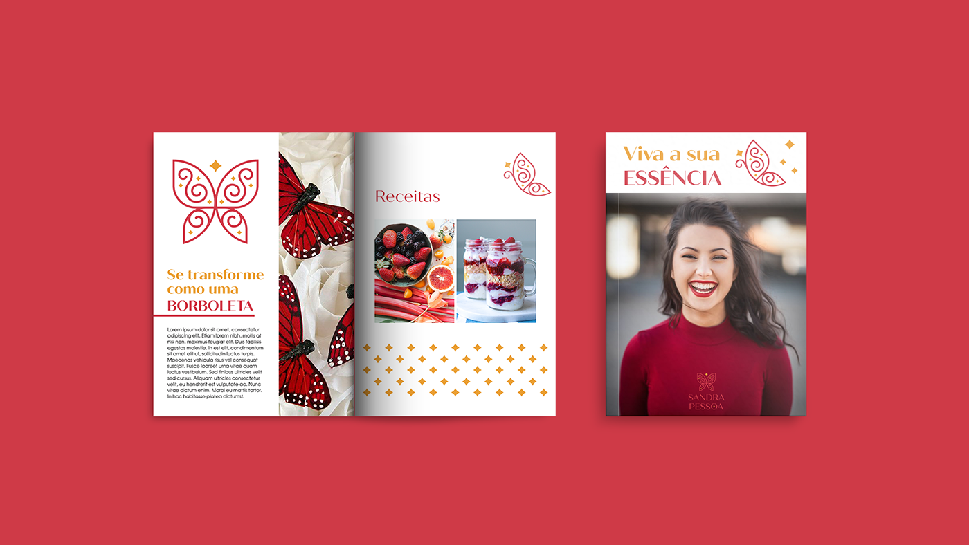 brand identity butterfly Health identidade visual letter s nutritionist Personal Brand red and yellow visual identity