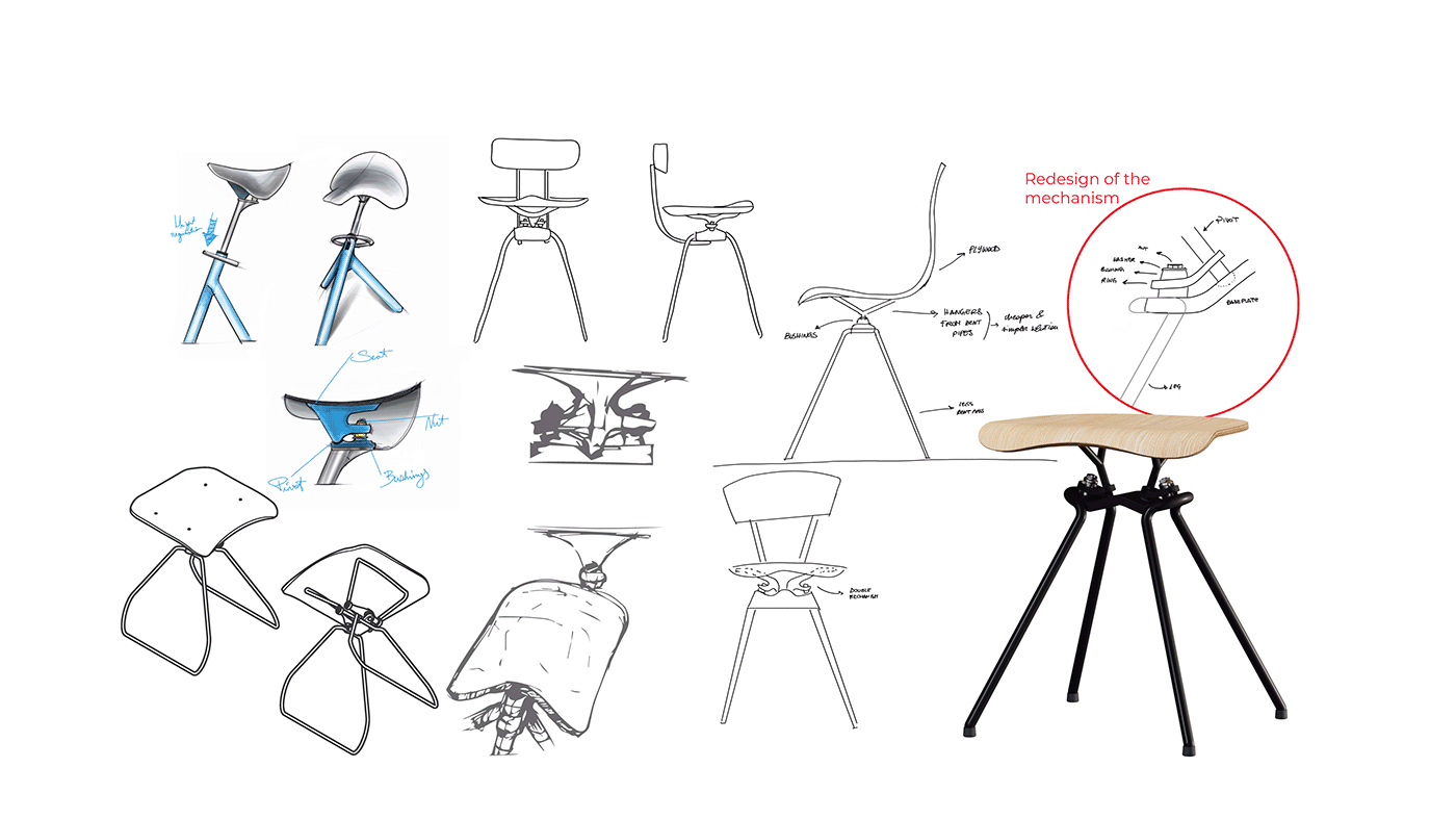 active sitting  furniture industrial design  magis plywood product design  Skating stool