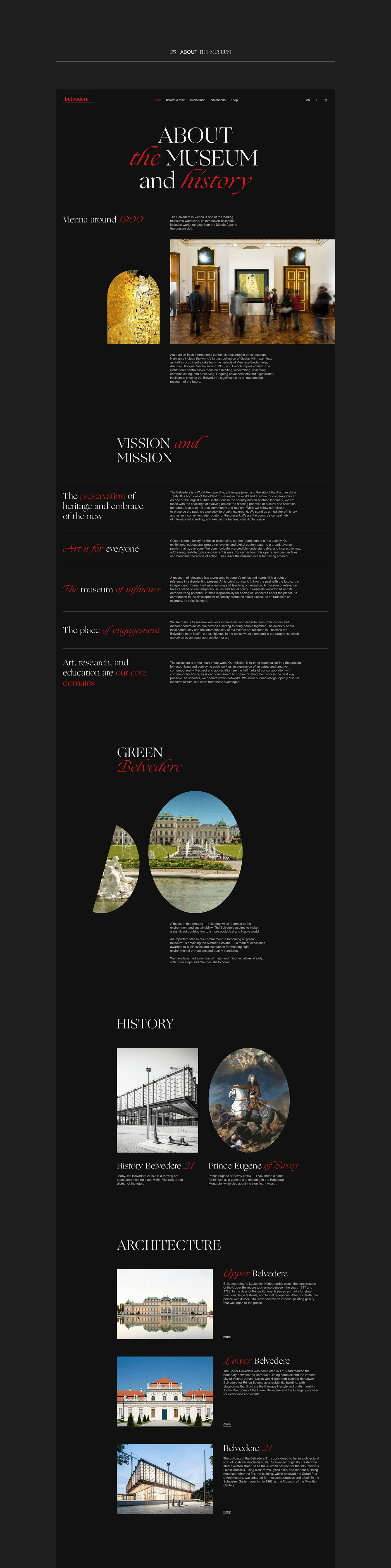belvedere corporate design museum redesign Web Design  Website
