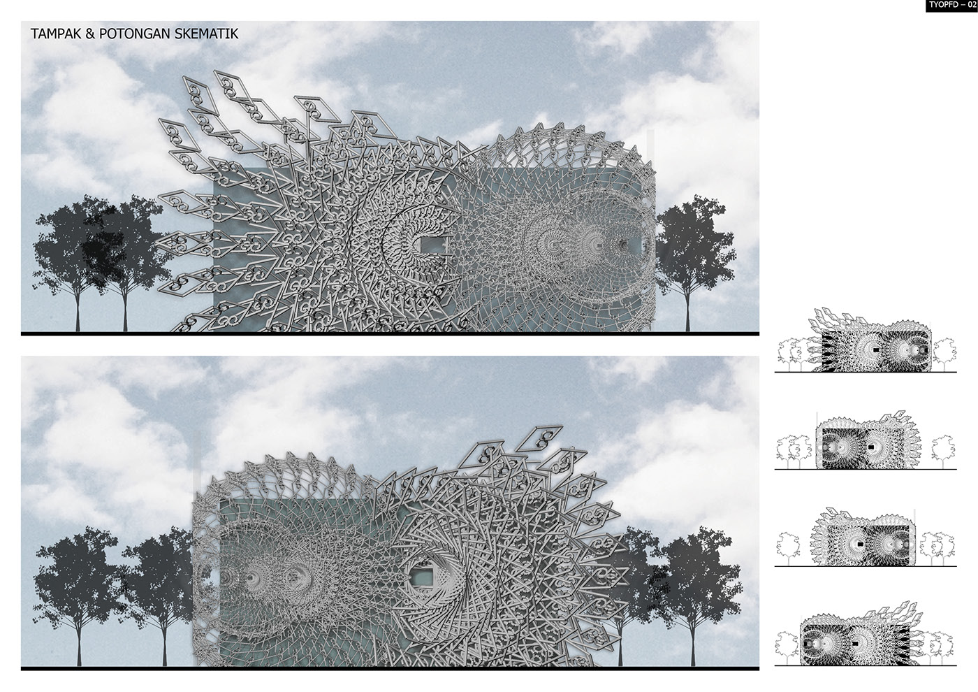batik megamendung fractal parametric design sierpinskitriangle Competition bandung patttern fabrication