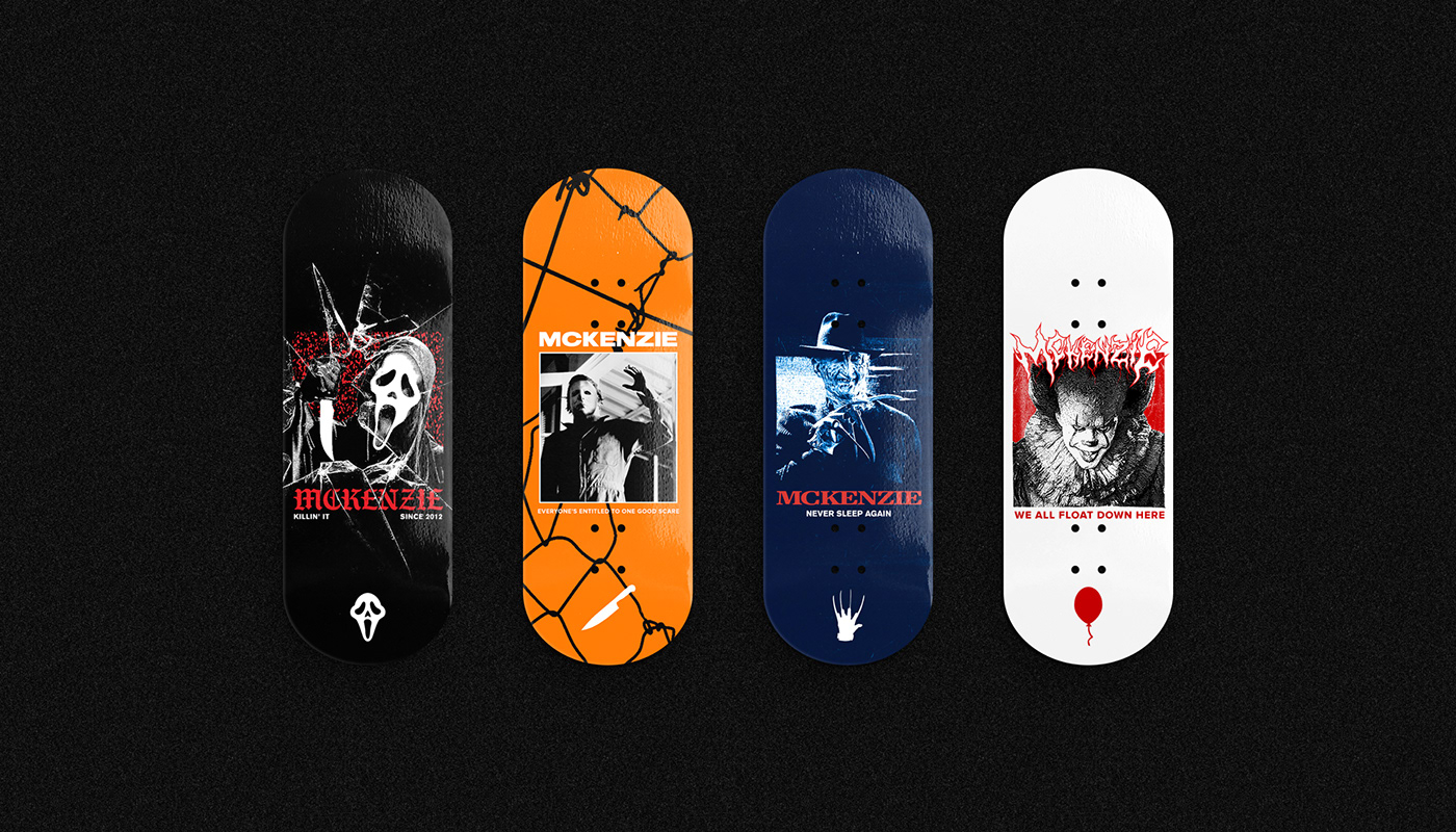 fingerboard skateboard horror film product design  graphic design  ILLUSTRATION  pop culture brand identity visual identity