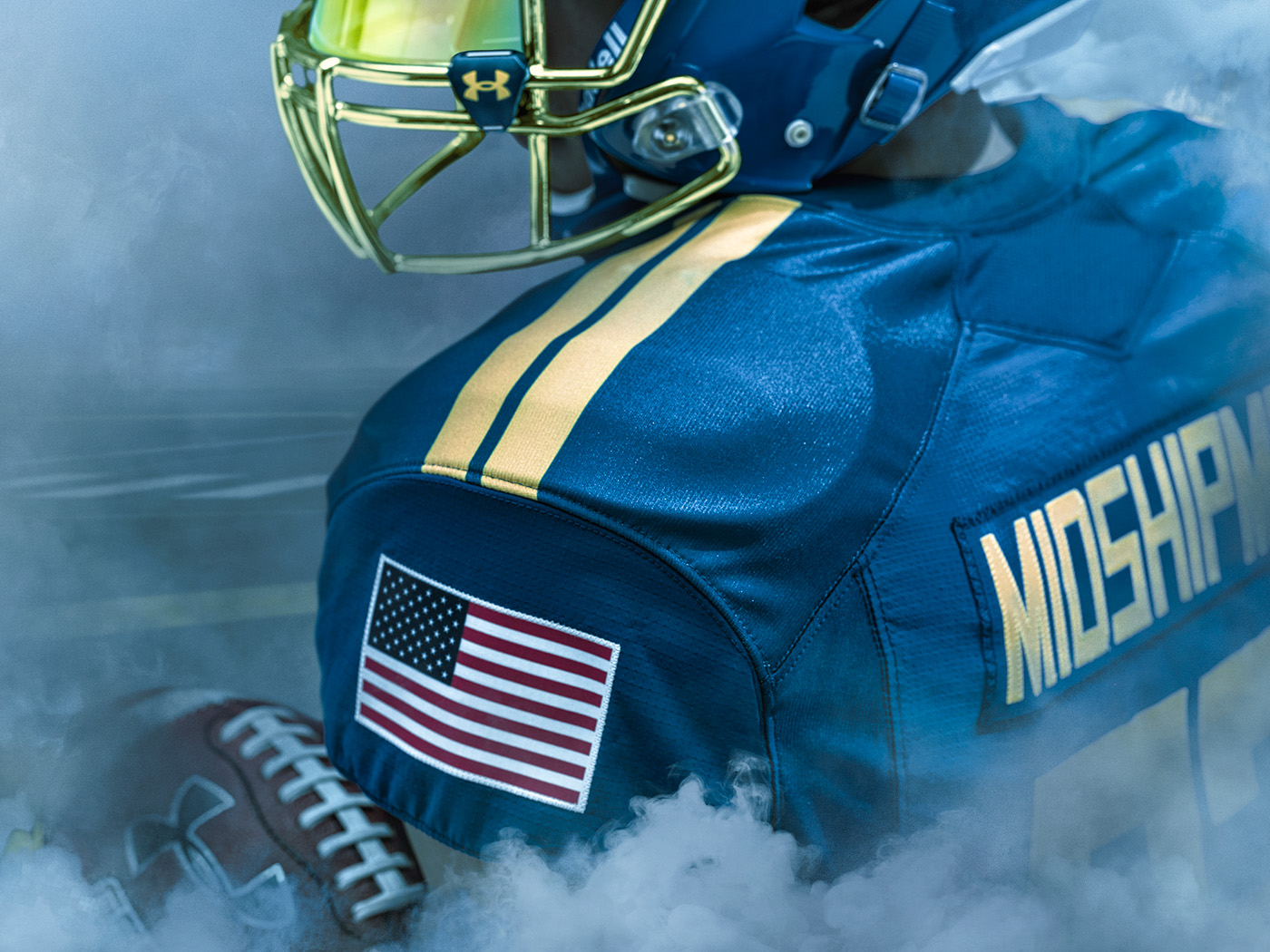navy football sports college uniforms BlueAngels UnderArmour smoke CGI 3D