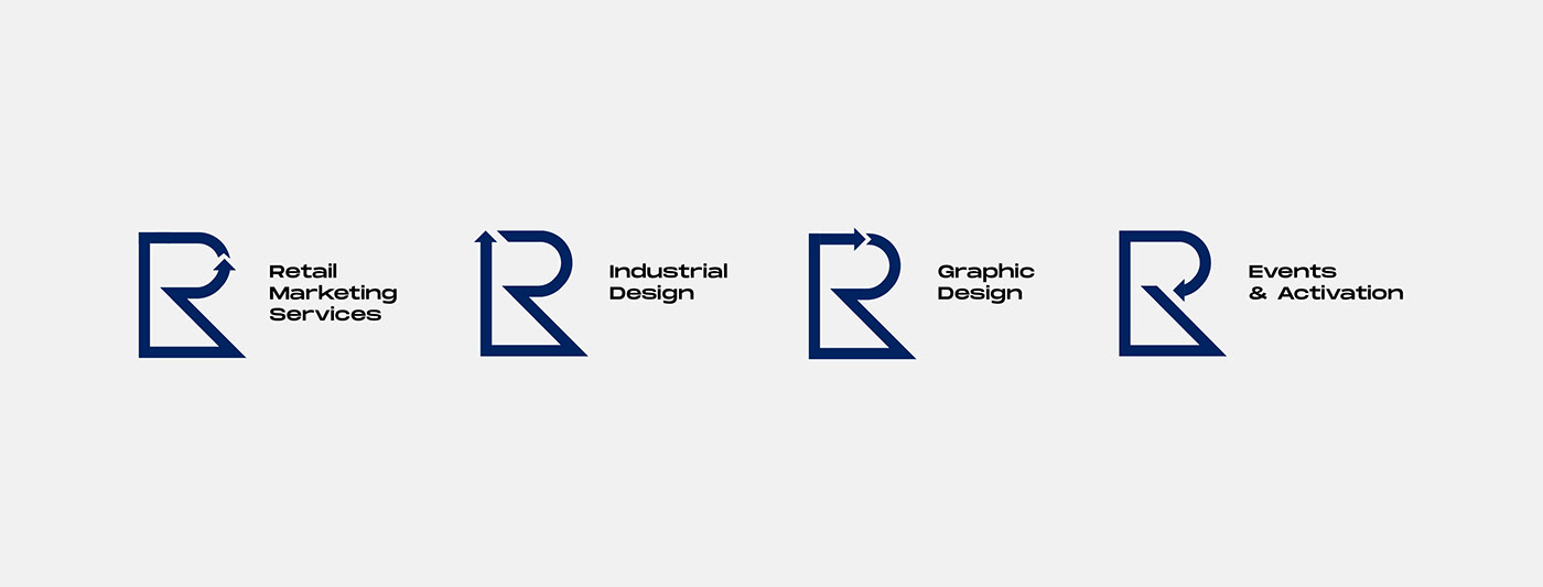 R logo letter logo arrow logo phone business card stationary branding 