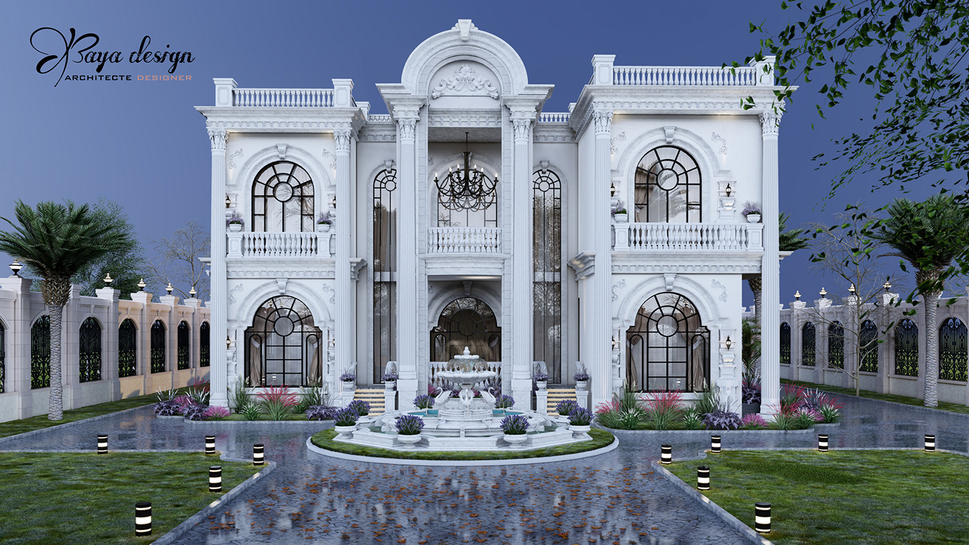 classic design neoclassic architecture Render visualization 3D exterior archviz decor elegant