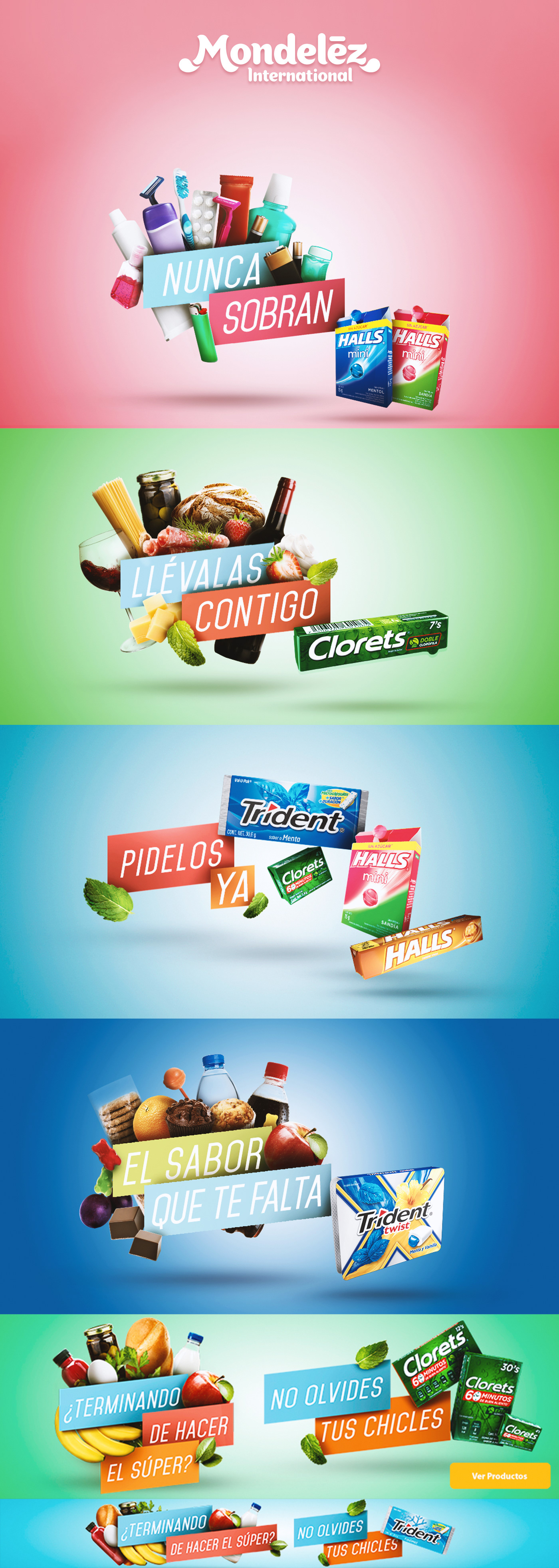 marcas halls clorets Trident bubble gum pills Candy banner social media