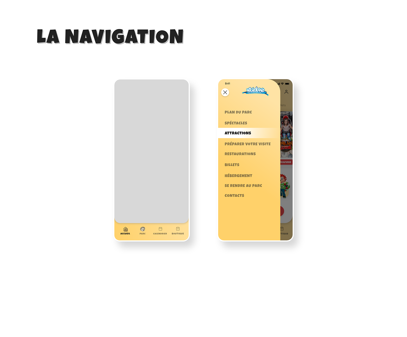 app design application Attraction designer nigloland Park UI UI/UX user experience ux