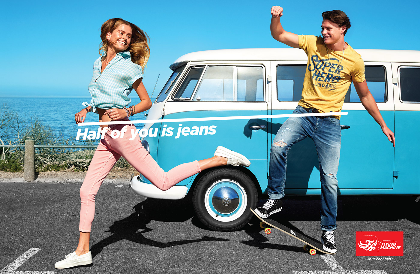 flying machine jeans campaign Spring Summer 19 Denim. Cool Half. Fashion 