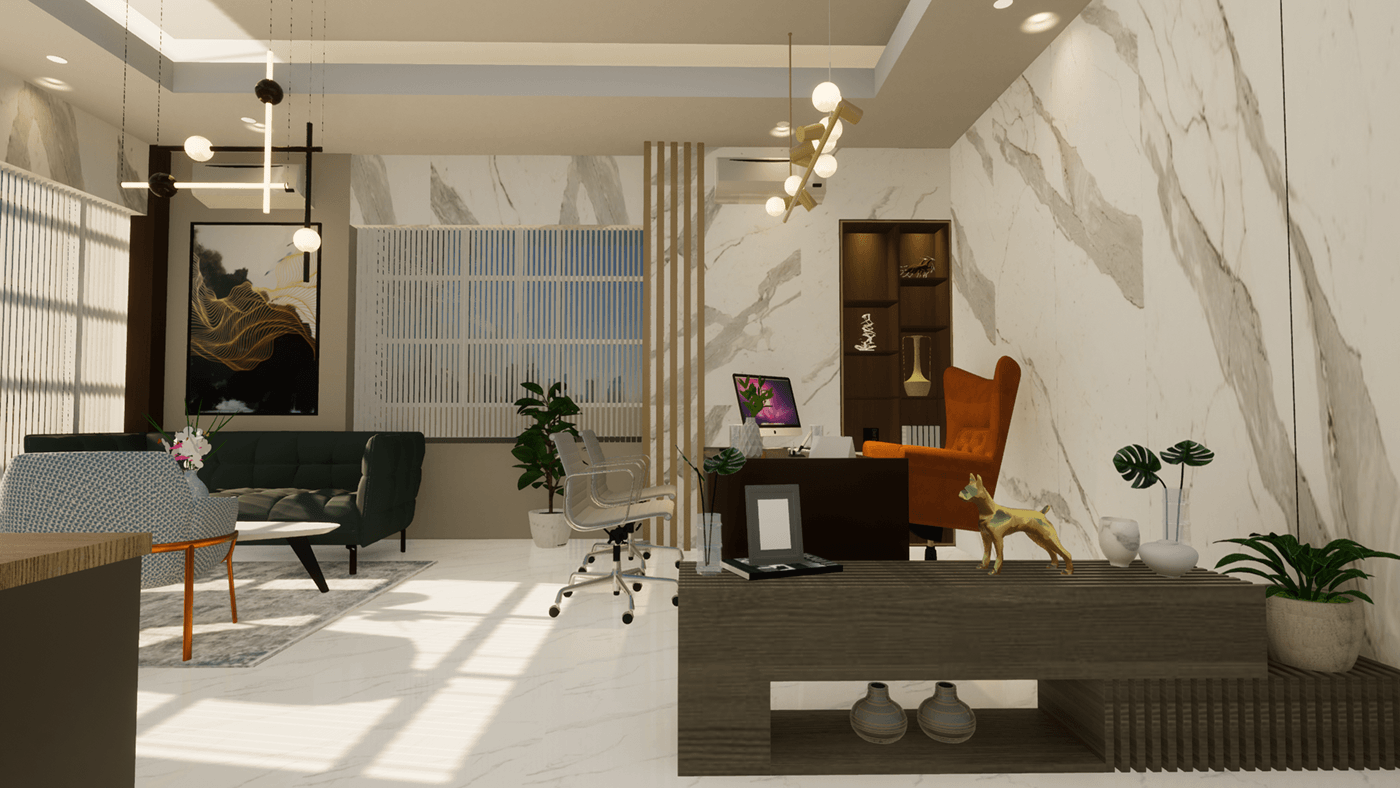 Office Design Office Interior interior design  visualization Render modern minimalist